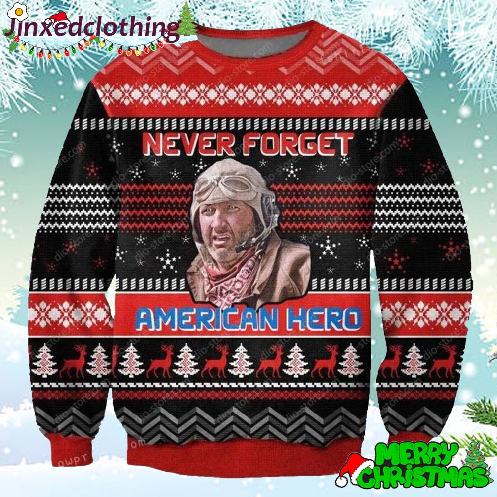 Never Forget American Hero Knitting Pattern For Womens Ugly Sweater 